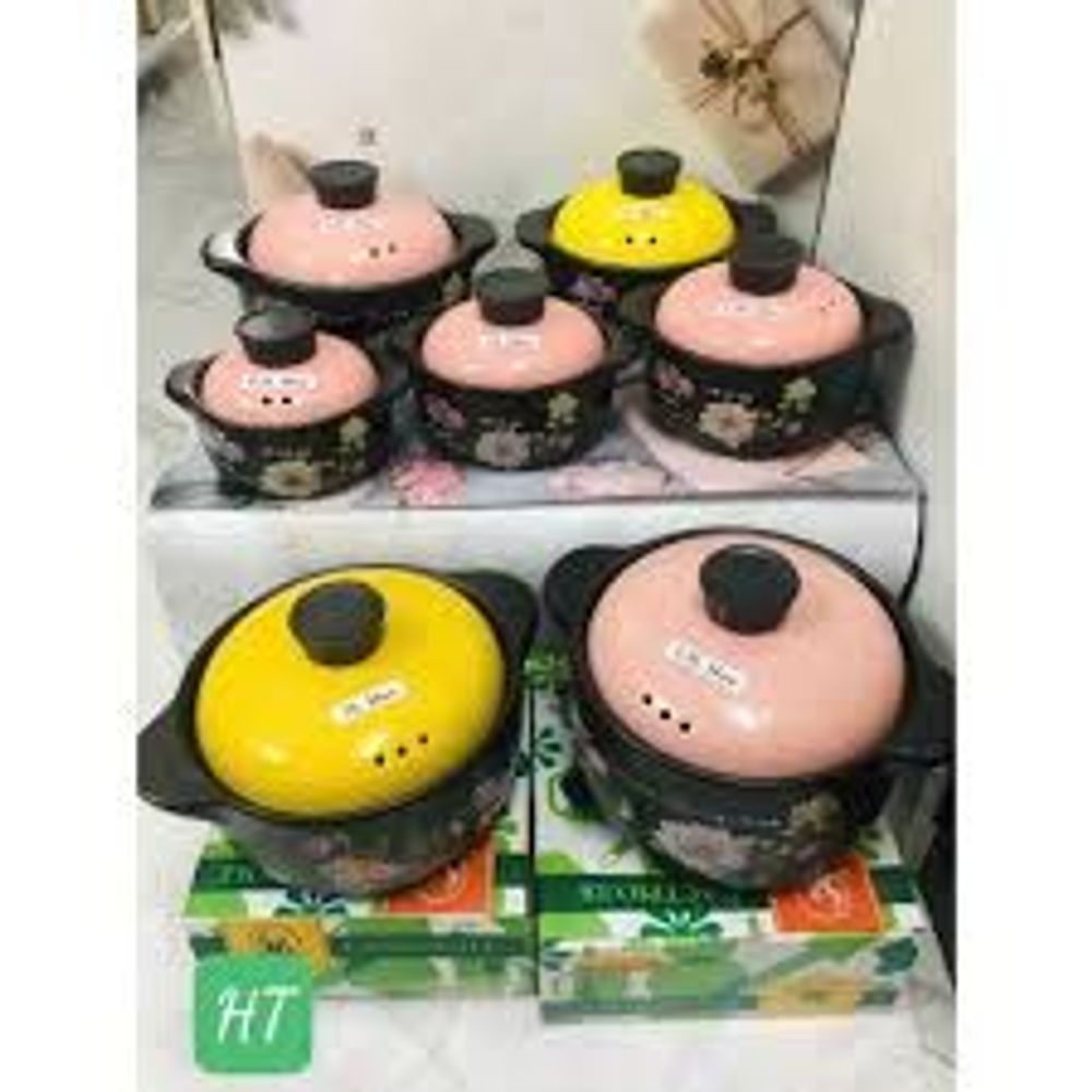 Nồi đất họa tiết 1lít hầm canh thịt cao cấp