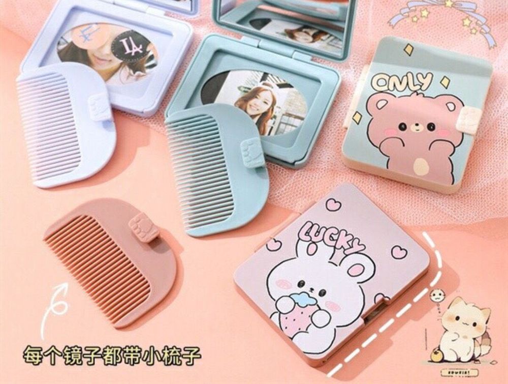 Gương trang điểm mini bỏ túi kèm lược siêu dễ thương,nhỏ gọn/ gương lược mini xinh xắn