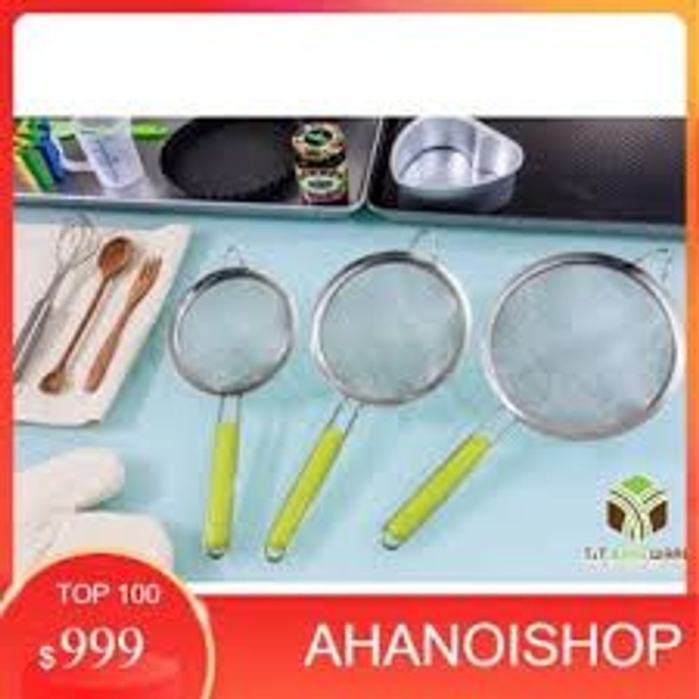 Rây Lọc Viền Inox Cán Xanh Cao Cấp/ Rây cháo cho bé/ Rây thức ăn siêu mịn cho .bé 20CM
