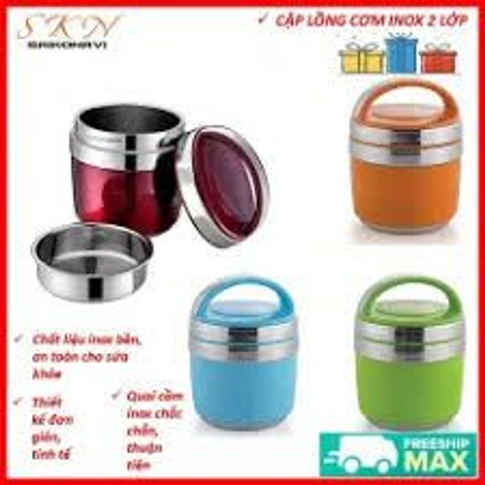 CẠP LỒNG BOM ĐỰNG CƠM/CANH/THỨC ĂN chất liệu inox 304 cao cấp 1.5ML