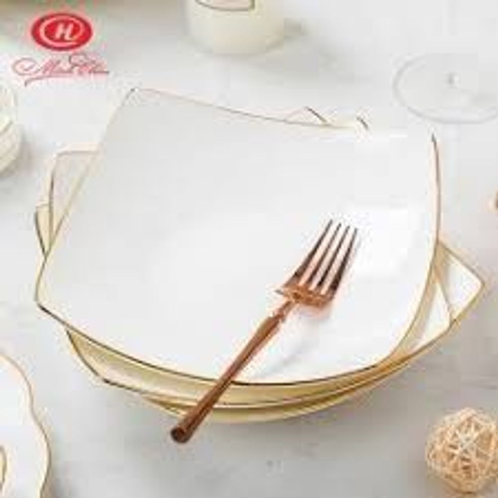 Đĩa vuông sâu lòng, đĩa derco, đĩa nhà hàng, đĩa bày tiệc, đĩa độc lạ kt:18cm