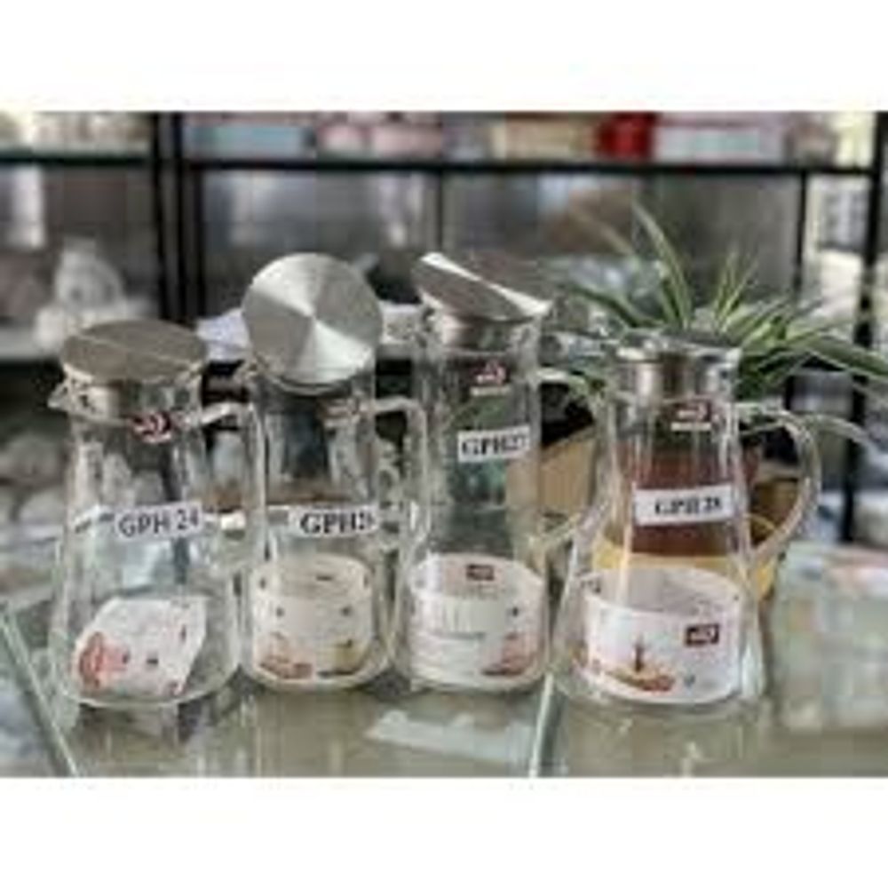 Bình Nước Thủy Tinh Chịu Nhiệt Đựng Nước Cao Cấp Deli, Có Nắp Inox 304 1100ML