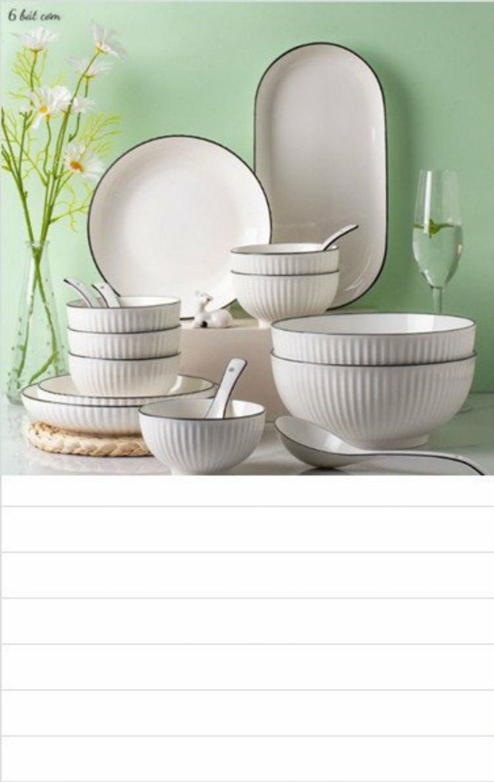Tô 8 sọc trắng viền đen ( THÙNG 30 C )