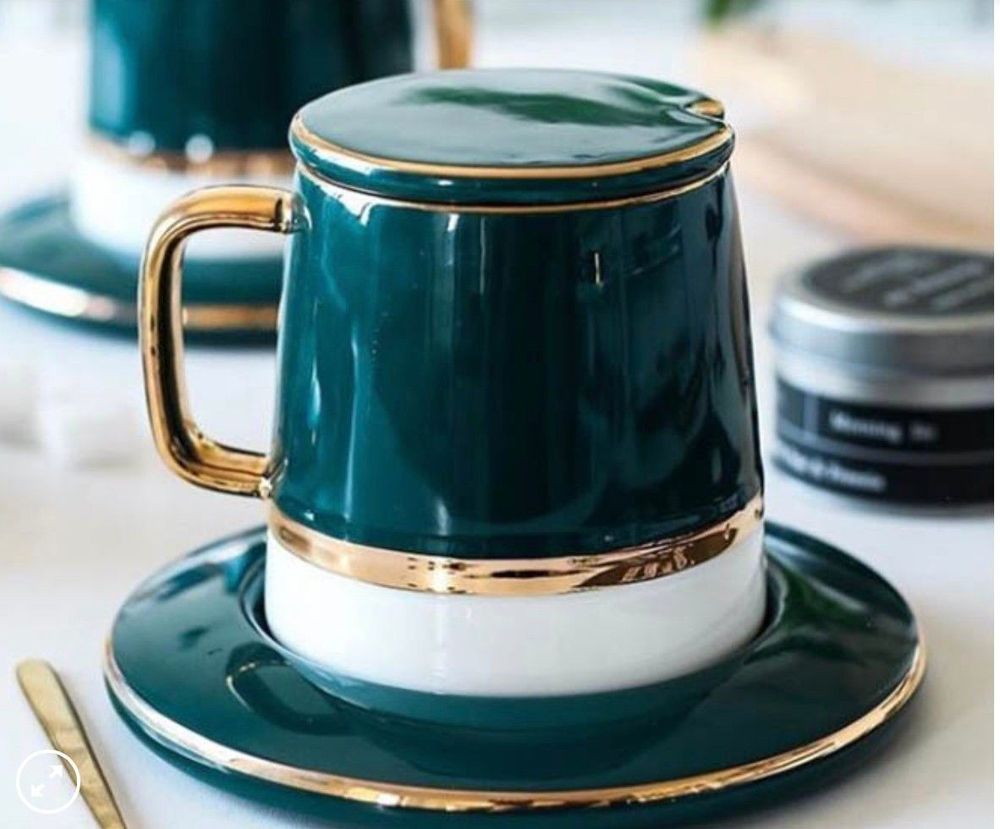 Ly Sứ 300ml Có Nắp Đậy Phong Cách Bắc Âu