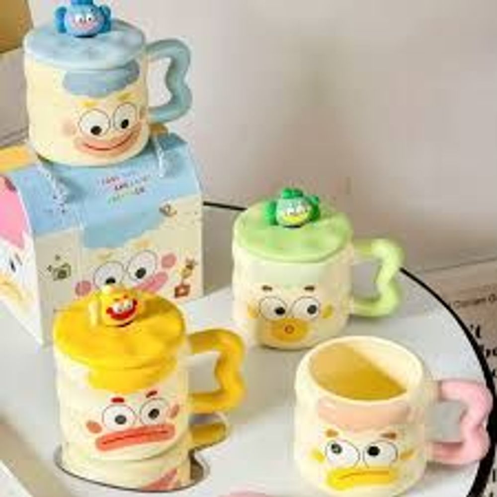 Quà tặng Ly sứ uống nước hình loopy 400ml quà tặng cho bạn Tặng kèm thìa kèm ống hút thủy tinh - XCB