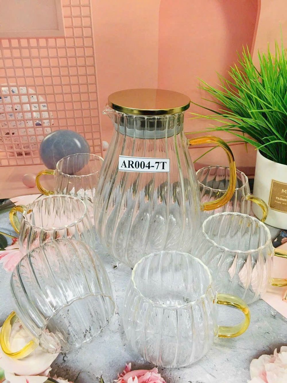 Bộ bình cốc thủy tinh chịu nhiệt cao cấp hình mũi khế