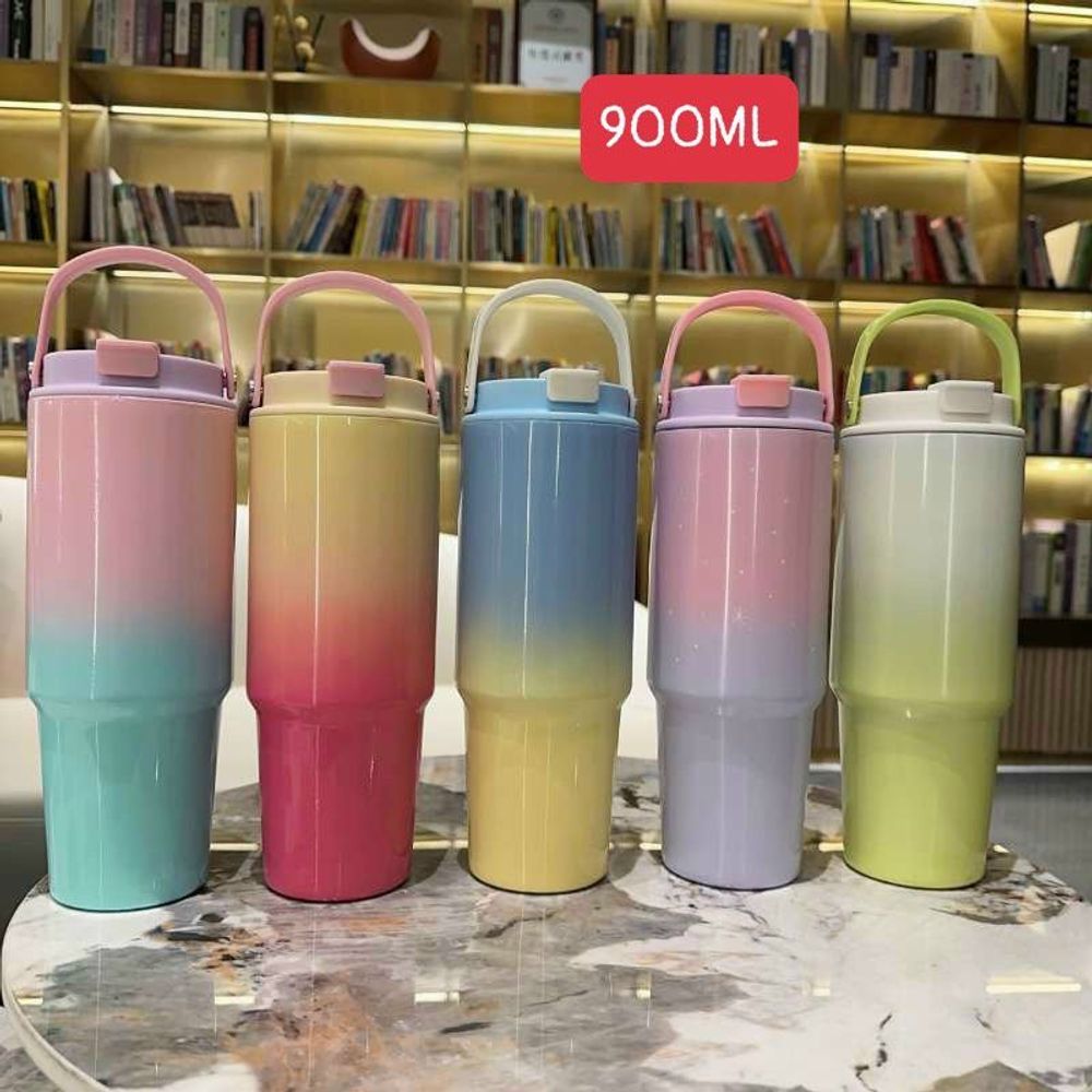 LY GIỮ NHIỆT LOANG MÀU, CÓ QUAI XÁCH 900ML