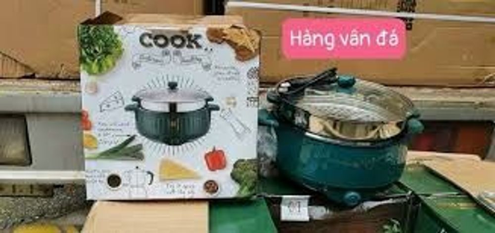 Nồi Lẩu Điện Đa Năng 2 Tầng Size 28cm Nắp Kính, Nồi Chiên, Xào, Rán Đa Năng Có Chống Dính