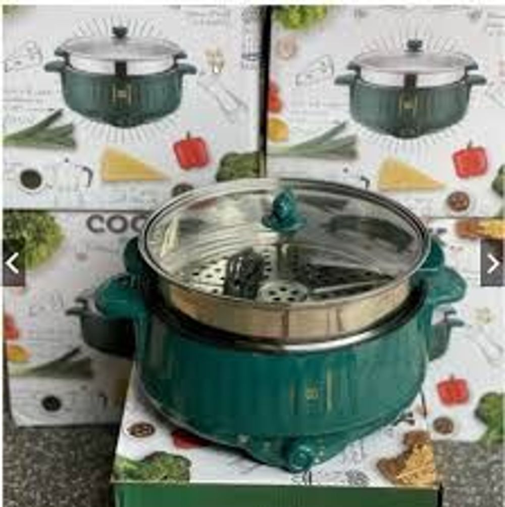 Nồi Lẩu Điện Đa Năng 2 Tầng Size 28cm Nắp Kính, Nồi Chiên, Xào, Rán Đa Năng Có Chống Dính