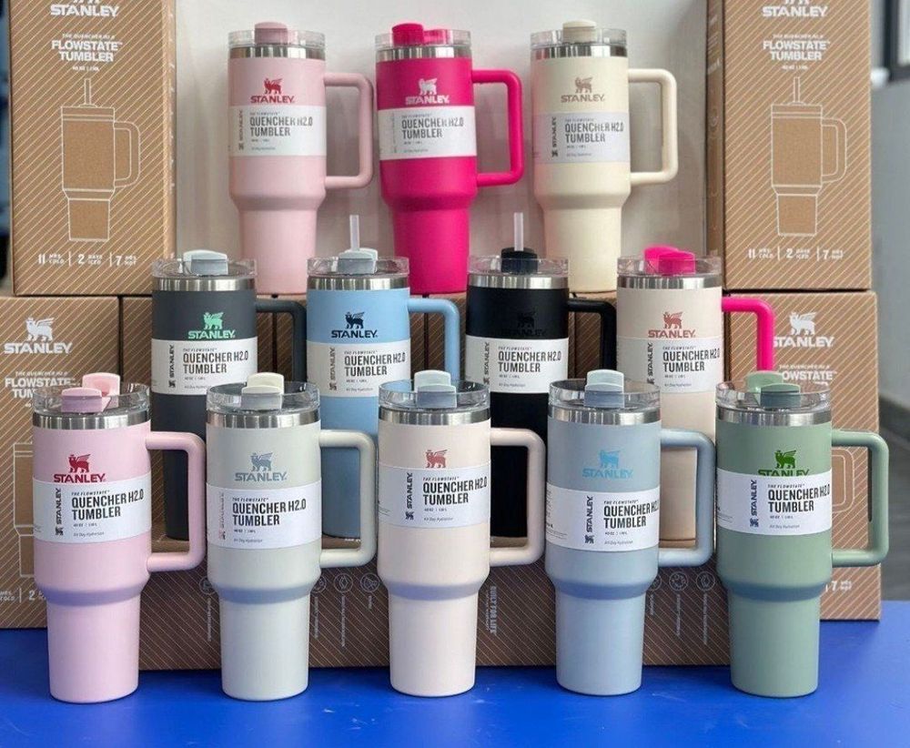 Stanley 30oz/40oz phiêu lưu quencher H2.0 Cốc có tay cầm chân không thép không gỉ cách nhiệt cốc hình xe hơi Cốc mang theo khi đi lại đá nhiệt