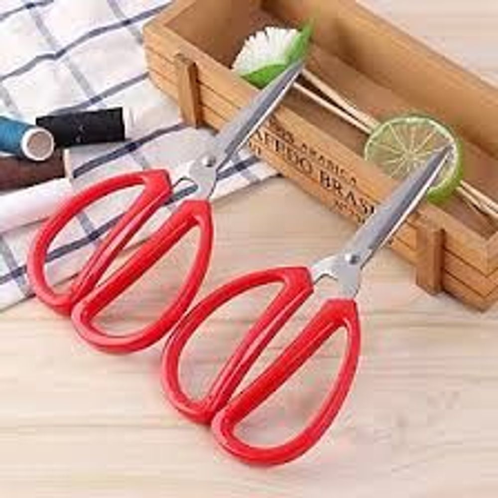 Kéo bếp inox cán nhựa đỏ 20cm (lưỡi 8cm)