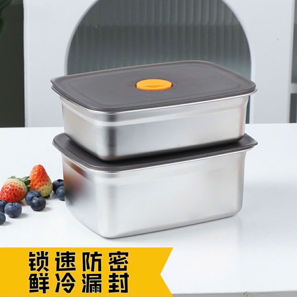 Hộp đựng cơm trưa bằng thép không gỉ 304 có nắp đậy giữ thức ăn và trái cây tươi ngon.