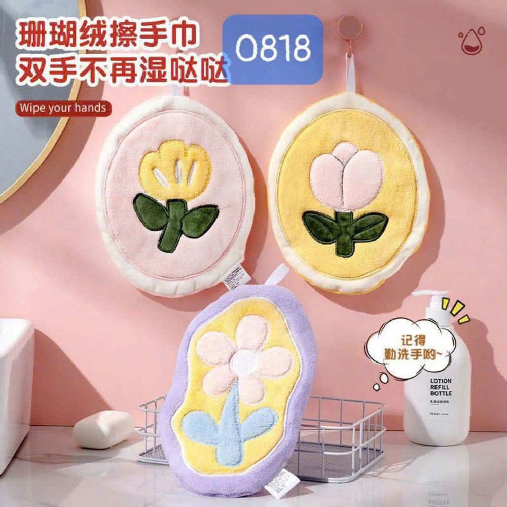 Khăn tay, Khăn lau khô nhanh in hoa Tulip, Khăn lau bát đĩa treo thấm hút sáng tạo Phòng tắm