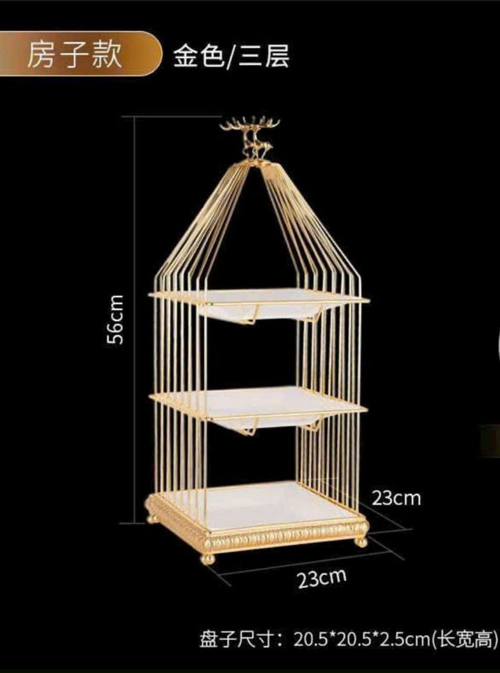 Giá Khay Bánh Nơ, Lồng Chim 3 Tầng Đựng Mỹ Phẩm Màu Sắc Hoàng Gia Trang Trí Sang Trọng