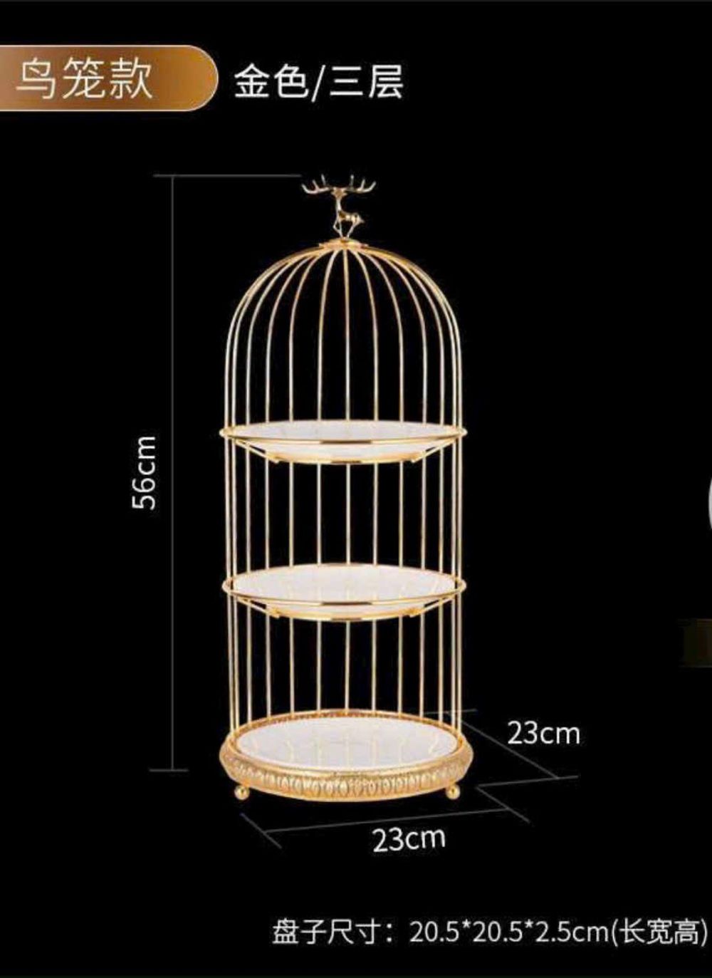 Giá Khay Bánh Nơ, Lồng Chim 3 Tầng Đựng Mỹ Phẩm Màu Sắc Hoàng Gia Trang Trí Sang Trọng