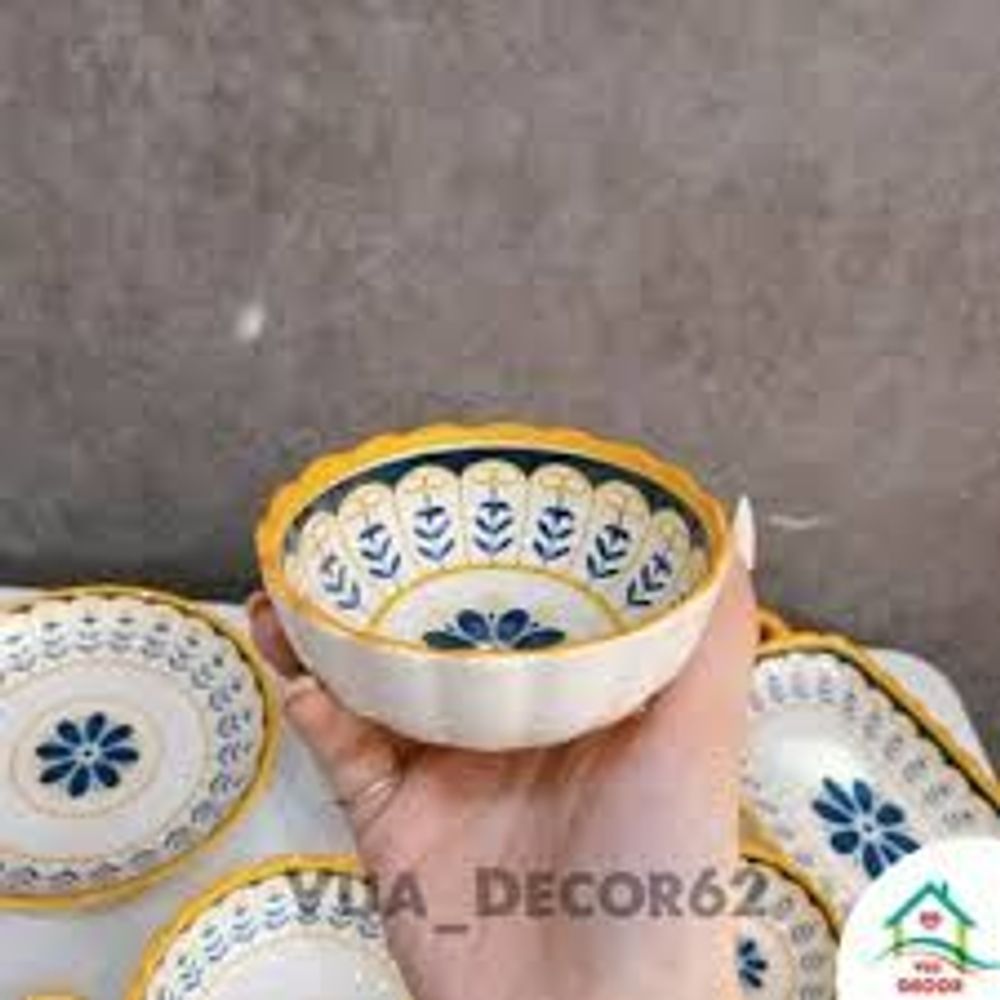Bộ bát đĩa sứ thổ cẩm, bát ăn cơm, chén dĩa decor đẹp sang trọng