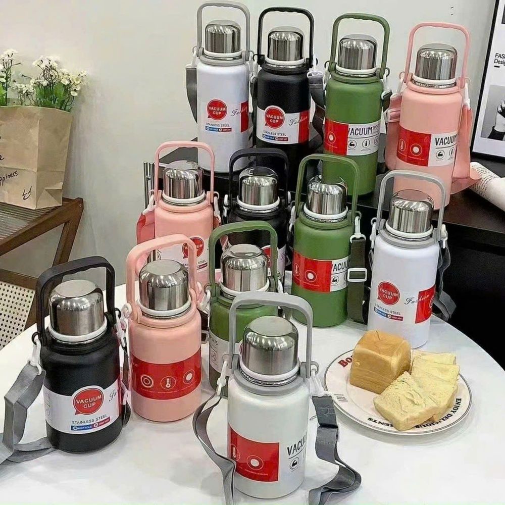 Bình Giữ Nhiệt Nóng Lạnh 900ml Chất Liệu Inox 316 Cao Cấp - An Toàn - Có Quai Sách Và Dây Đeo - Bảo Quản Nhiệt Độ Tốt