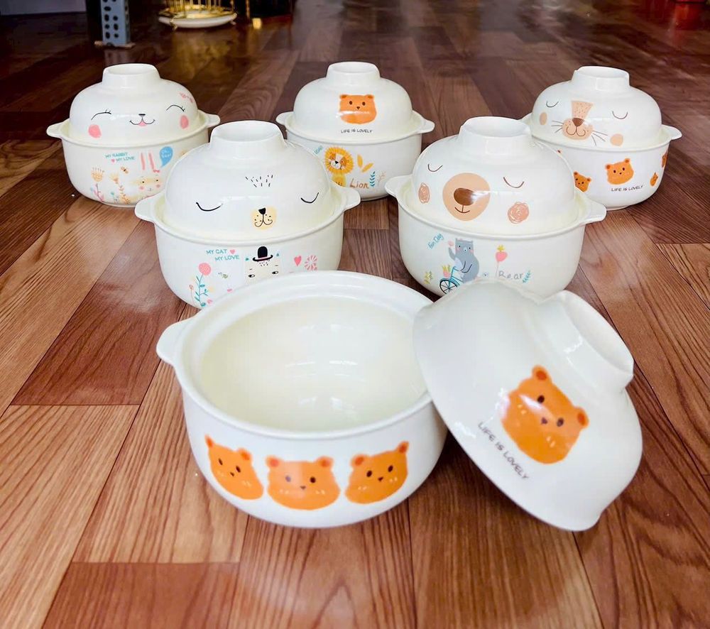 Tô úp mì, bát ăn mì ăn liền tay cầm phong cách Nhật Bản hình động vật hoạt hình dễ thương