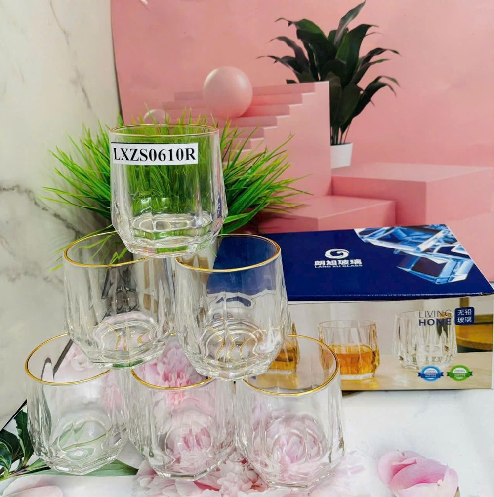 Bộ Set 6 Ly Thủy Tinh Lục Giác Sang Trọng