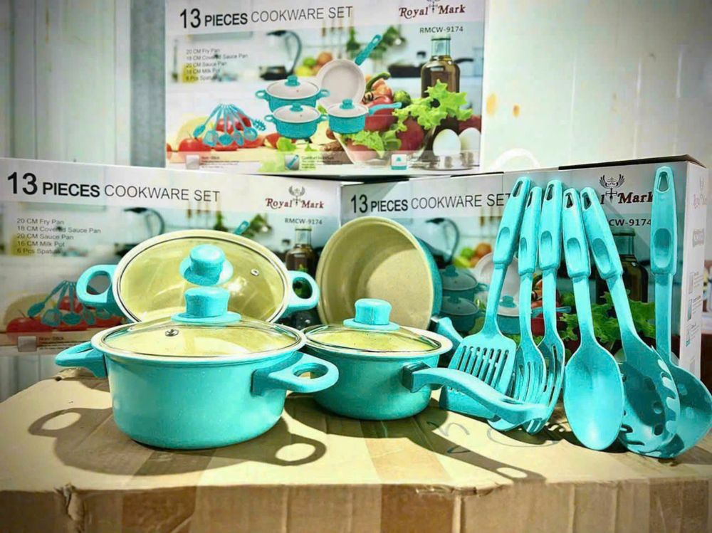 Bộ Nồi Kèm Chảo Tráng Men 13 Chi Tiết, BỘ NỒI ROYAL MARK 10 MÓN-13 CHI TIẾT