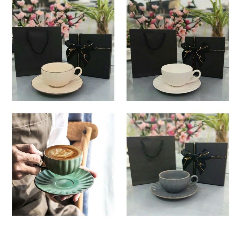 Cốc Uống Cà Phê Bằng Gốm Sứ Cao Cấp Phong Cách Châu Âu Sang Trọng