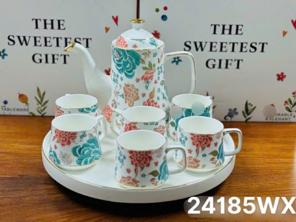 1 Bộ Ấm Trà Gốm Sứ Cỡ Lớn Kèm 6 Tách Trà