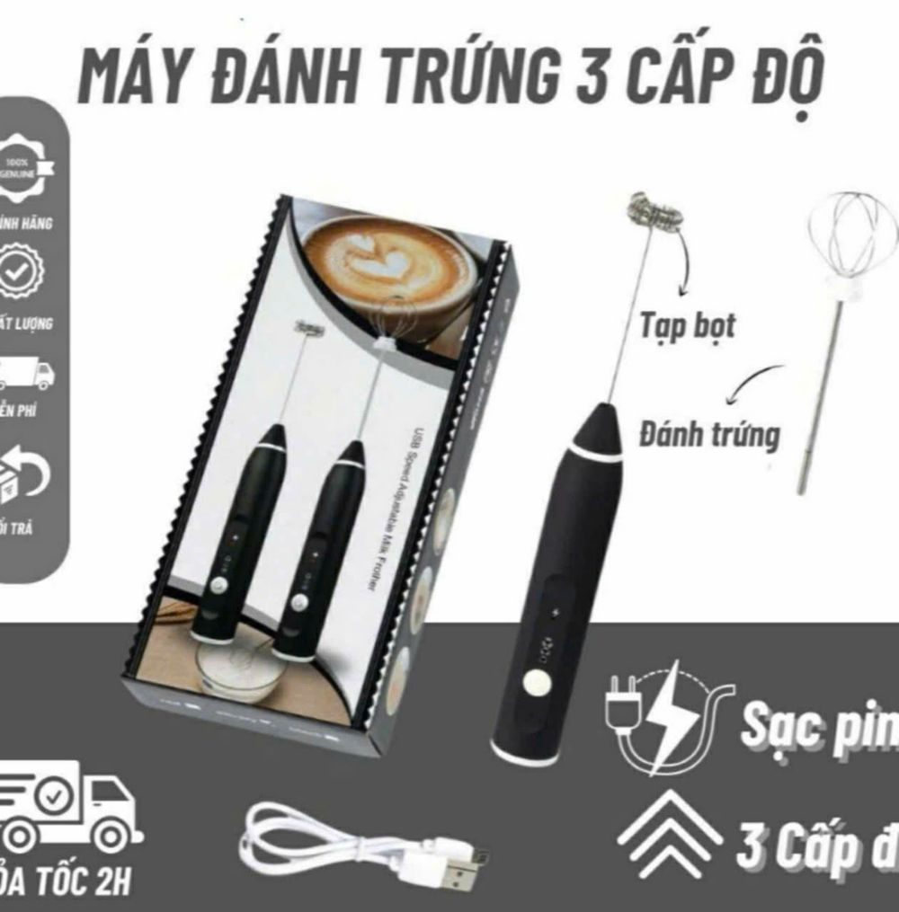 Máy Đánh Trứng Cầm Tay 3 Tốc Độ SẠC PIN LOẠI MỚI, Máy Tạo Bọt Cafe và làm CAPPUCHINO TẠI NHÀ, 2 Đầu Khuấy Inox, Máy Đánh Trứng Cao Cấp HÀNG MỚI Đẳng Cấp Khi Sử Dụng, Phới Đánh Trứng Mini.