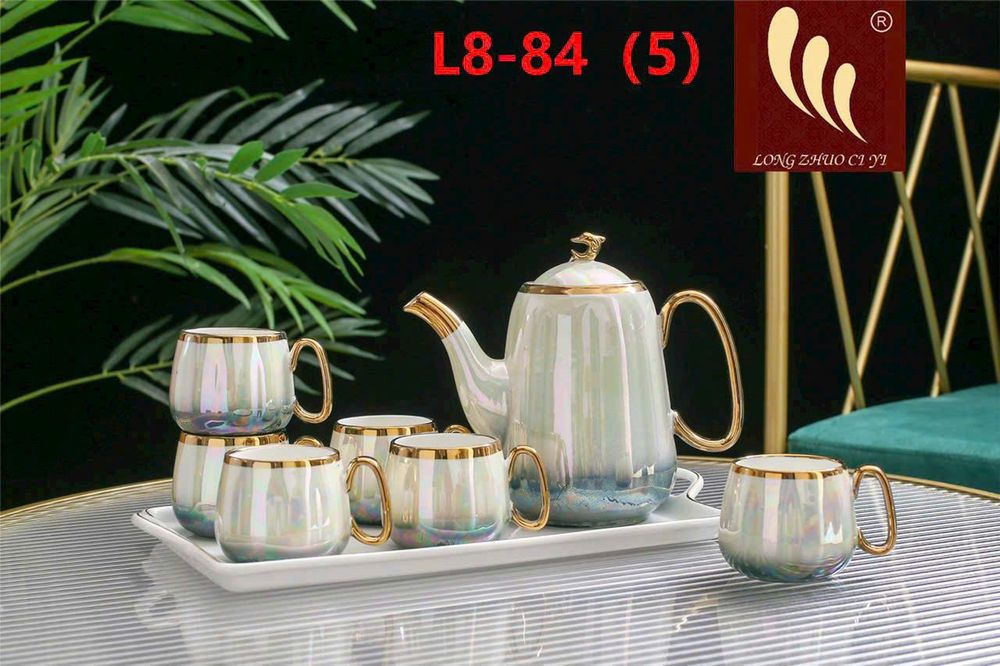 Bộ ấm chén uống trà, Cốc uống nước, Bộ ấm pha trà cao cấp phủ men bóng sang trọng ( THÙNG 8 BỘ )