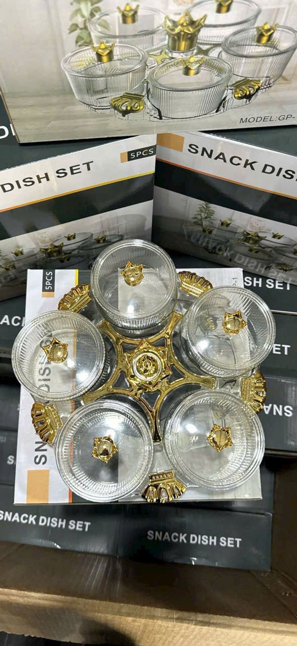 Bộ 5 HŨ KÈM Khay Đựng Mứt Tết , BÁNH KẸO XOAY 360 ĐỘ ( THÙNG 24 C )