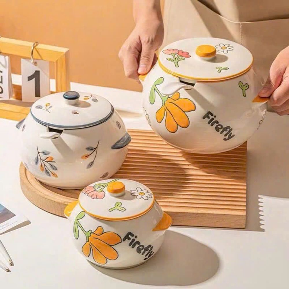 Hũ Đựng Mỡ Kèm Thìa Liễn Đựng Mỡ Bằng Gốm Sứ Có Nắp Đậy Tiện Dụng 1500ml