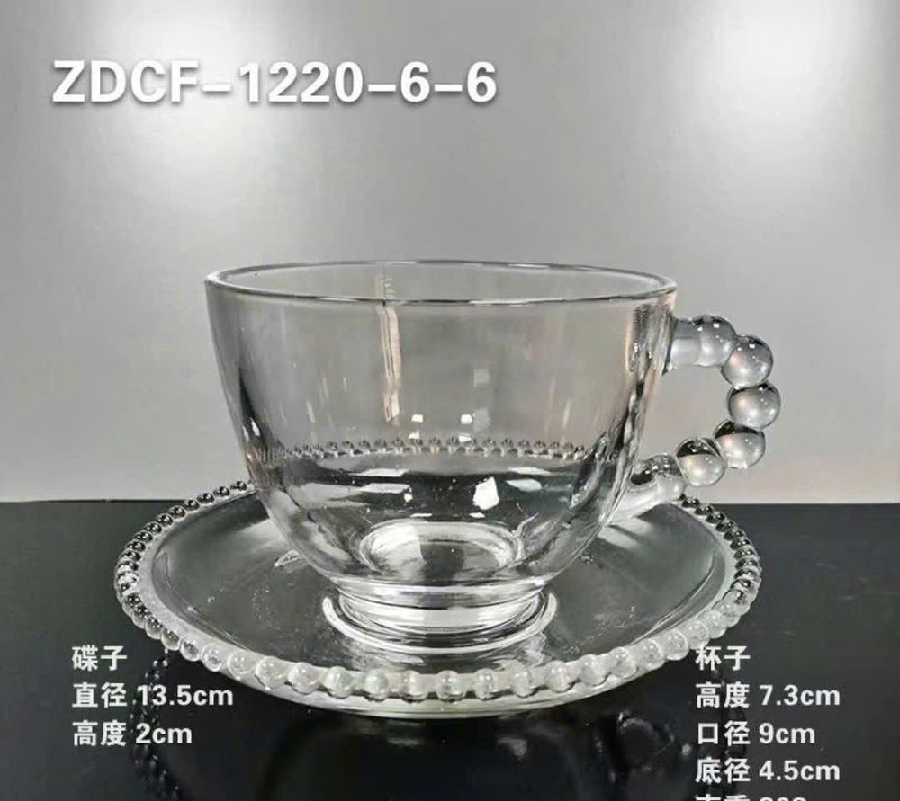 Cốc và đĩa cà phê hình tình yêu trái tim nữ tính thủy tinh Borosilicate cao cấp, an toàn Tronn