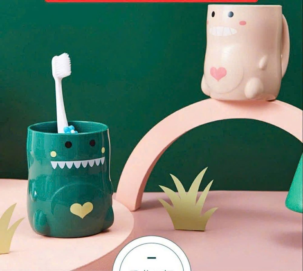Ly cốc uống nước / súc miệng hình chú khủng long ngộ nghĩnh đáng yêu 9x7cm