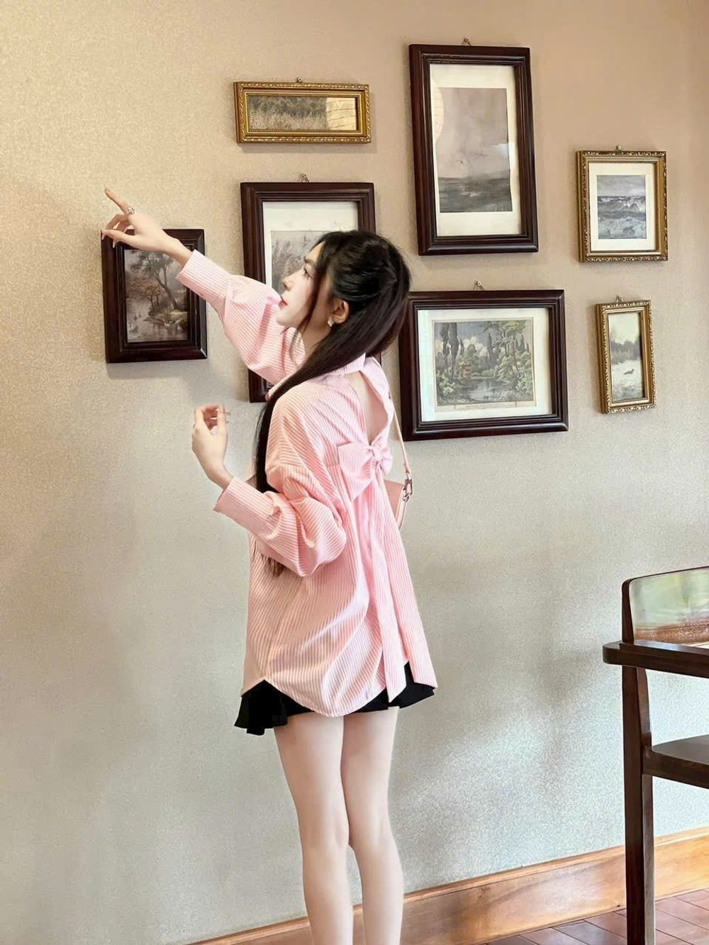 Áo Sơ Mi Nữ Tay Dài Đính Nơ Phía Sau Lưng Form Rộng Bigsize Xinh Đẹp Cao Cấp Dễ Thương