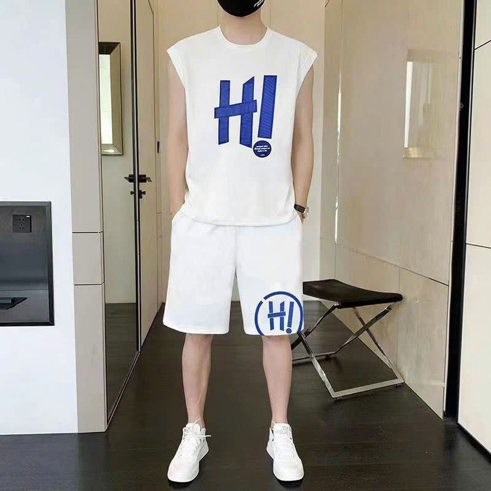 Mùa hè xu hướng nặng nề đơn giản chất thun lạnh nguyên chất rộng tay ngắn in pet chữ đa năng không bong tróc.