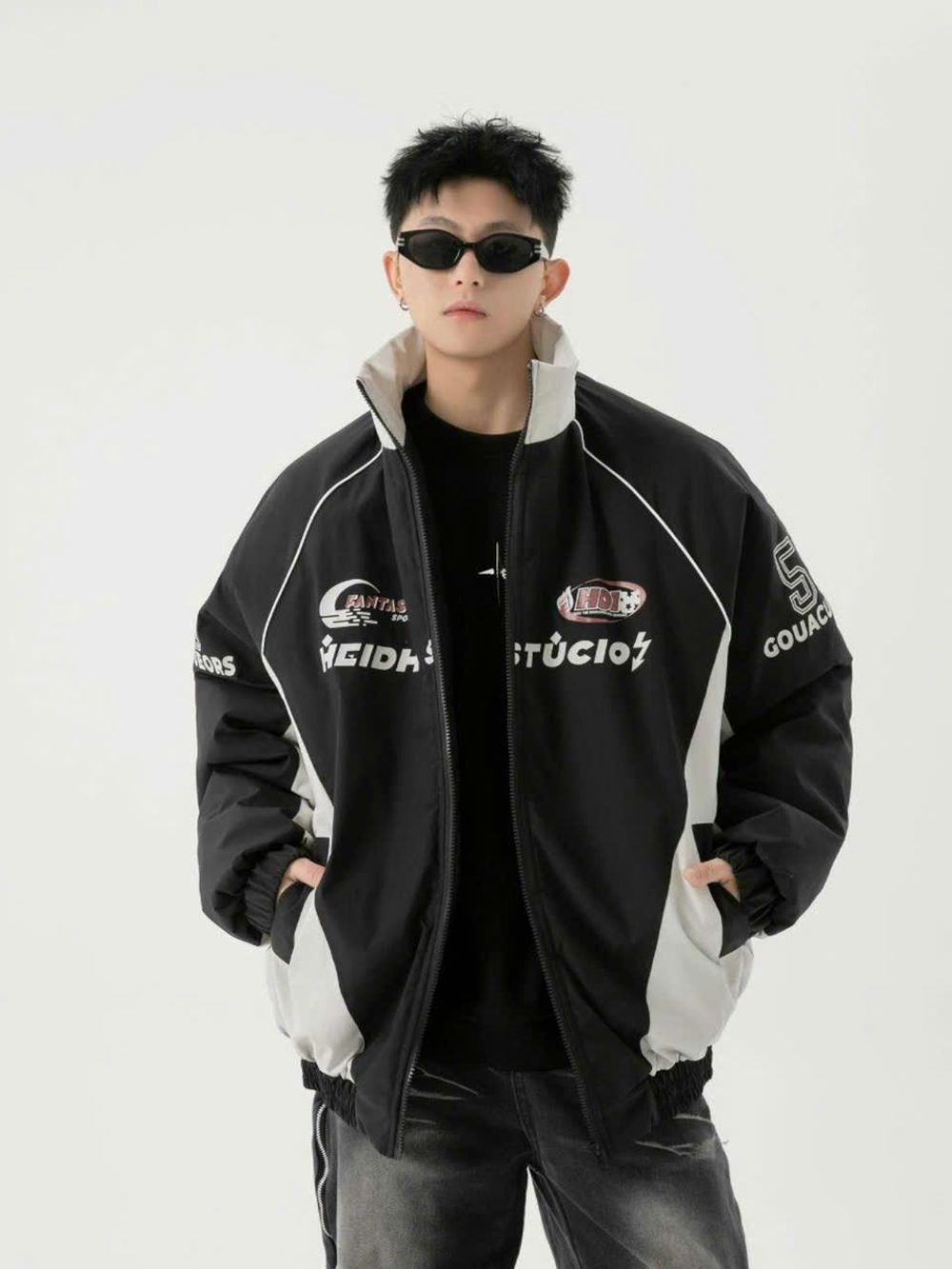 ￼Áo Khoác Dù jackek Nam Nữ 2 Lớp In Chữ Phối 2 Màu Trẻ Trung Kiểu Dáng phong Cách