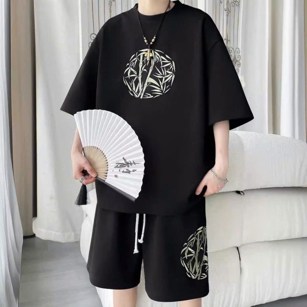 Đồ Bộ Thể Thao In Hình Khóm Tre Chất Liệu Da Cá Co Giãn Dày Mịn Thoáng Mát