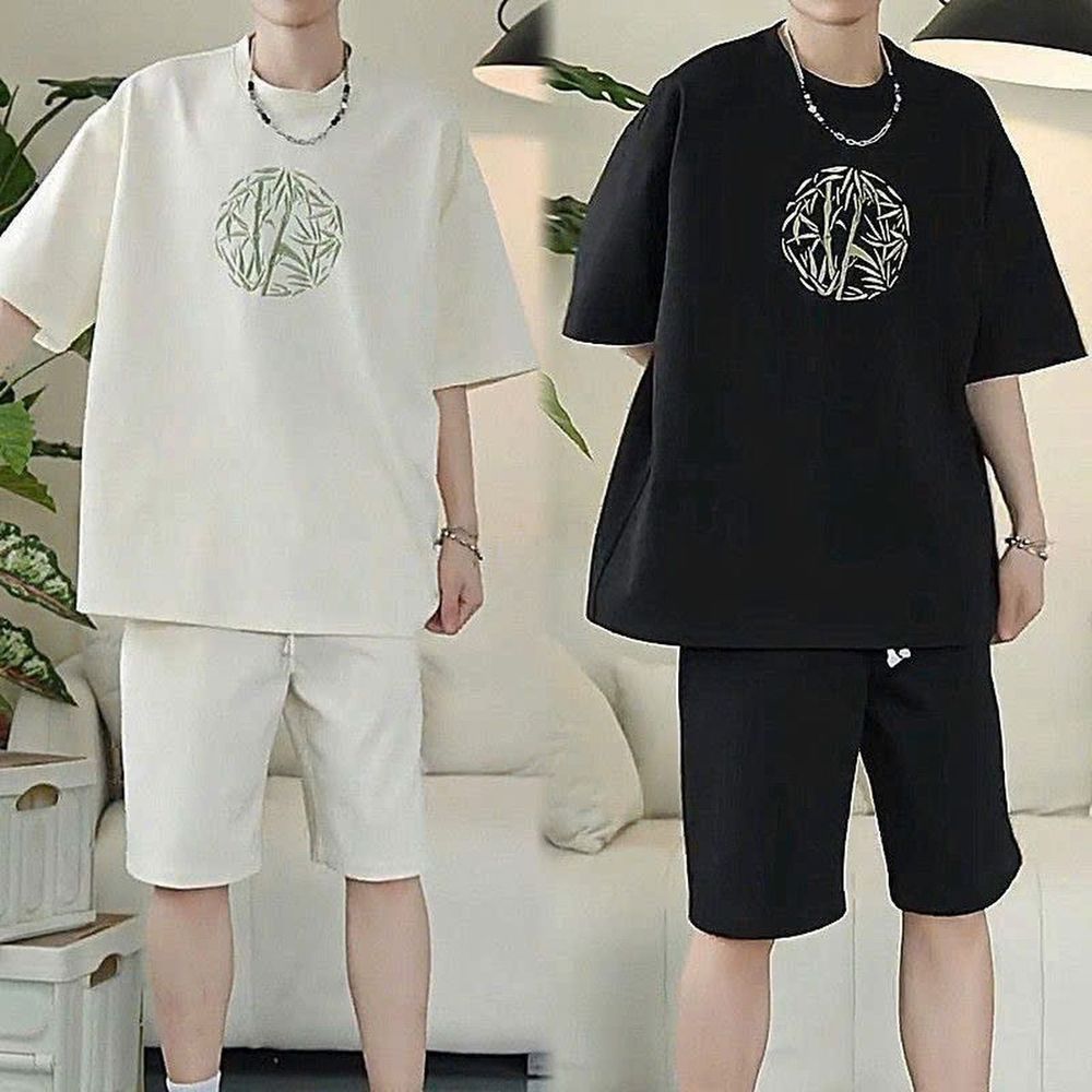 Đồ Bộ Thể Thao In Hình Khóm Tre Chất Liệu Da Cá Co Giãn Dày Mịn Thoáng Mát