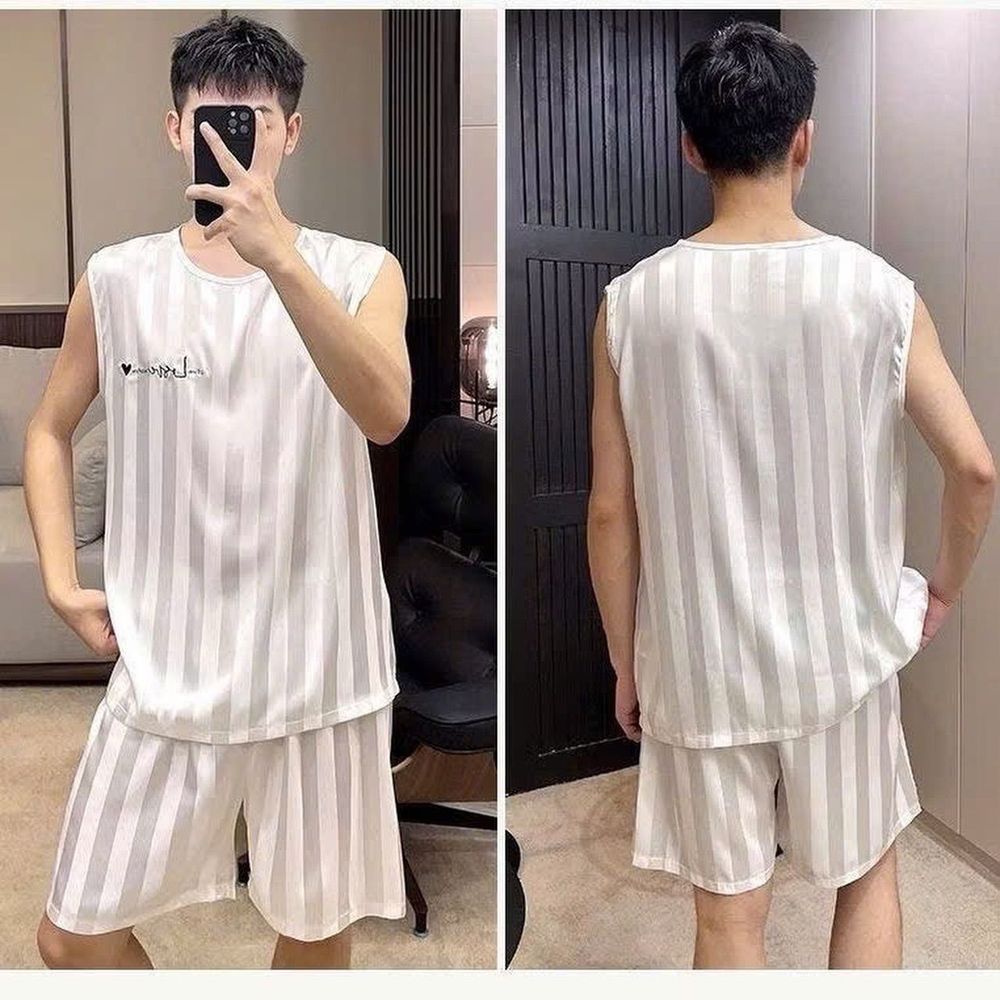 Đồ bộ thể thao, đồ bộ ngủ băng lạnh mùa hè mát thấm hút mồ hôi tốt phiên bản rộng rãi