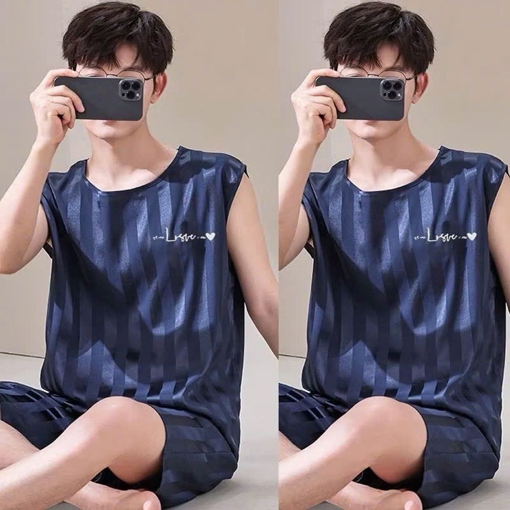 Đồ bộ thể thao, đồ bộ ngủ băng lạnh mùa hè mát thấm hút mồ hôi tốt phiên bản rộng rãi