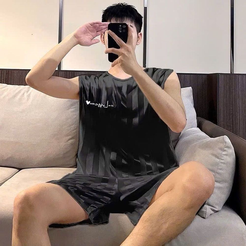 Đồ bộ thể thao, đồ bộ ngủ băng lạnh mùa hè mát thấm hút mồ hôi tốt phiên bản rộng rãi