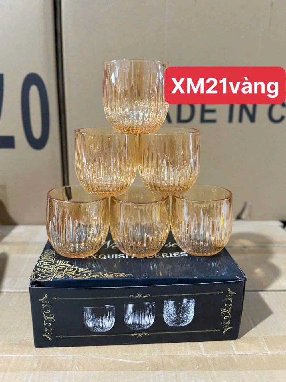 XM21-BỘ 6 LY THUỶ TINH TRÒN 270ml ( Thùng 12B )