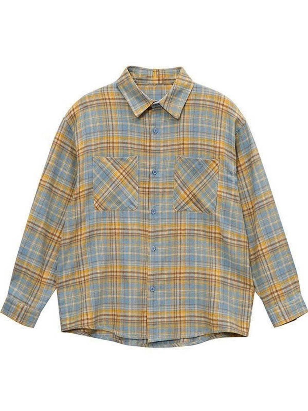 Áo khoác sơ mi dài tay cổ bẻ  canh sọc chất kate cotton có túi trước 2 bên như hình .