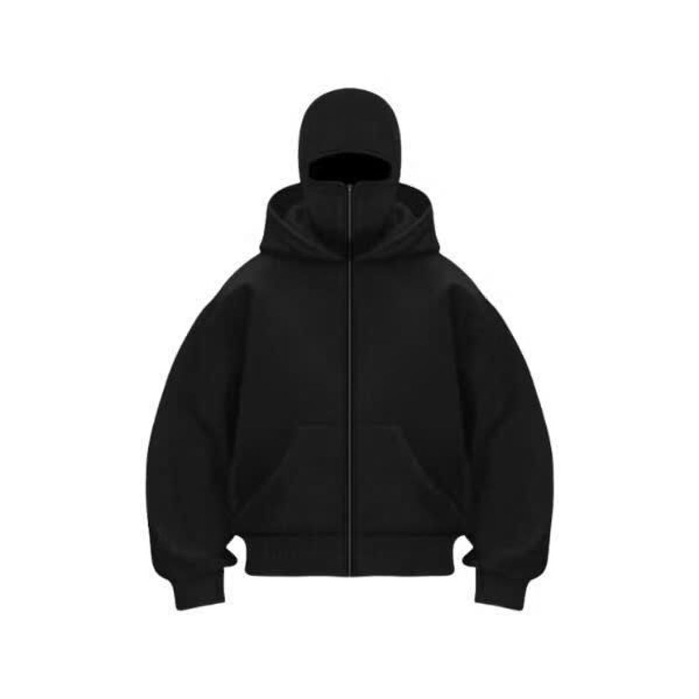 Áo Khoác Hoodie Zip Ninja Trơn Cổ Cao 2 Nón có túi Trong Tay Xỏ Ngón Phong Cách Ninja Che Mặt Mũ Rộng Siêu Ngầu