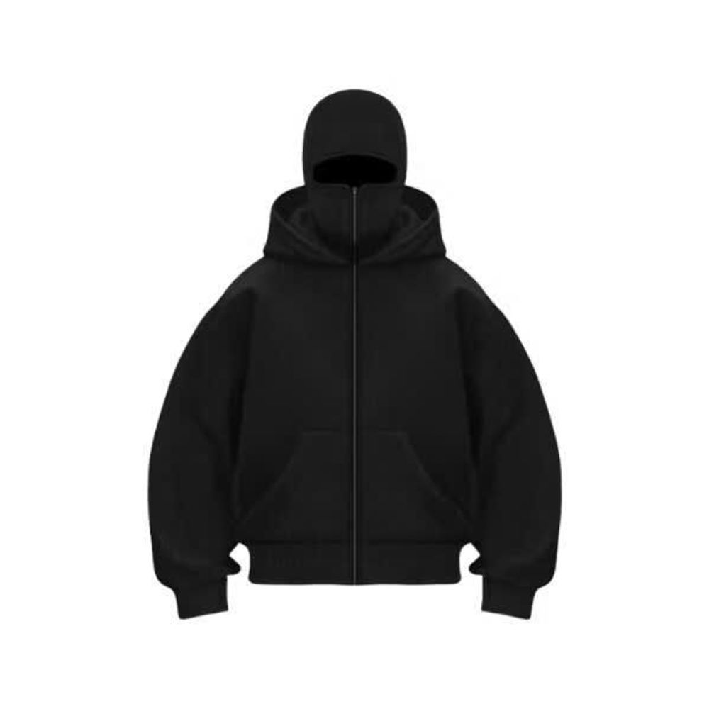 Áo Khoác Hoodie Zip Ninja Trơn Cổ Cao 2 Nón có túi Trong Tay Xỏ Ngón Phong Cách Ninja Che Mặt Mũ Rộng Siêu Ngầu