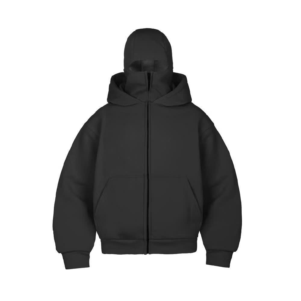 Áo Khoác Hoodie Zip Ninja Trơn Cổ Cao 2 Nón có túi Trong Tay Xỏ Ngón Phong Cách Ninja Che Mặt Mũ Rộng Siêu Ngầu