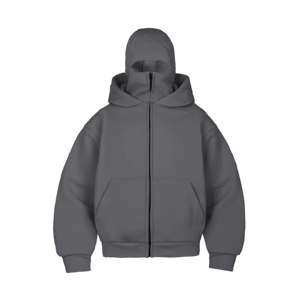 Áo Khoác Hoodie Zip Ninja Trơn Cổ Cao 2 Nón có túi Trong Tay Xỏ Ngón Phong Cách Ninja Che Mặt Mũ Rộng Siêu Ngầu