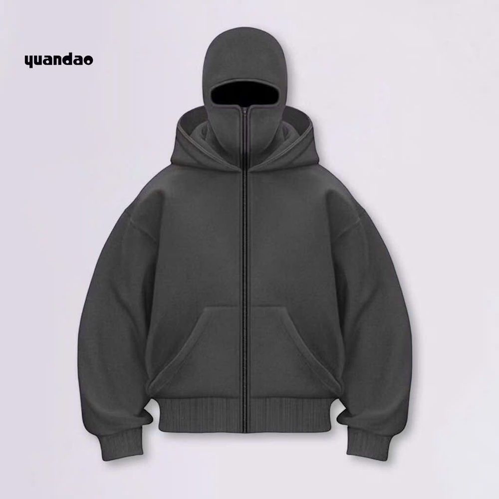 Áo Khoác Hoodie Zip Ninja Trơn Cổ Cao 2 Nón có túi Trong Tay Xỏ Ngón Phong Cách Ninja Che Mặt Mũ Rộng Siêu Ngầu