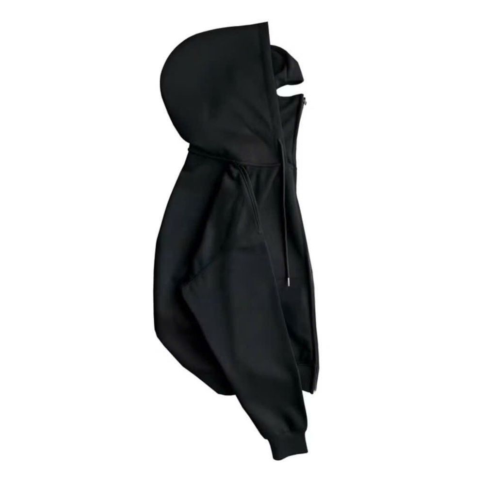 Áo Khoác Hoodie Zip Ninja Trơn Cổ Cao 2 Nón có túi Trong Tay Xỏ Ngón Phong Cách Ninja Che Mặt Mũ Rộng Siêu Ngầu