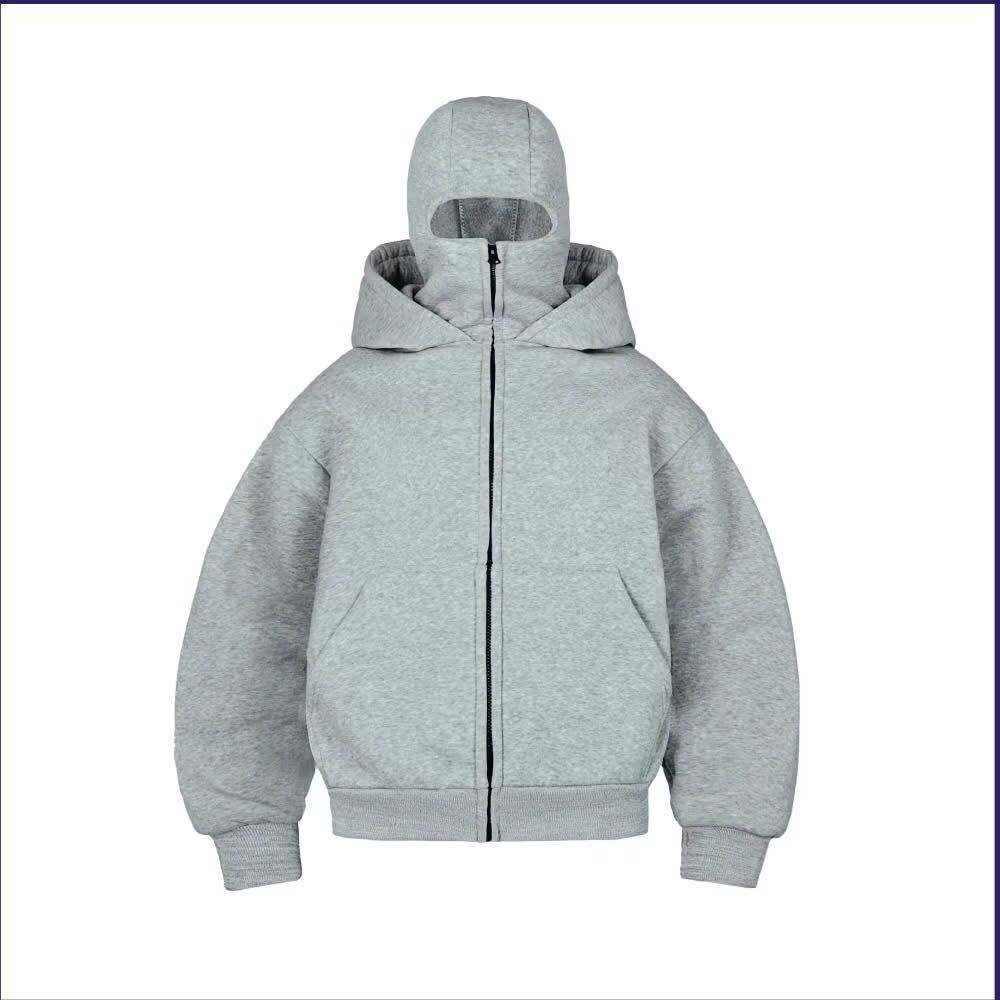Áo Khoác Hoodie Zip Ninja Trơn Cổ Cao 2 Nón có túi Trong Tay Xỏ Ngón Phong Cách Ninja Che Mặt Mũ Rộng Siêu Ngầu
