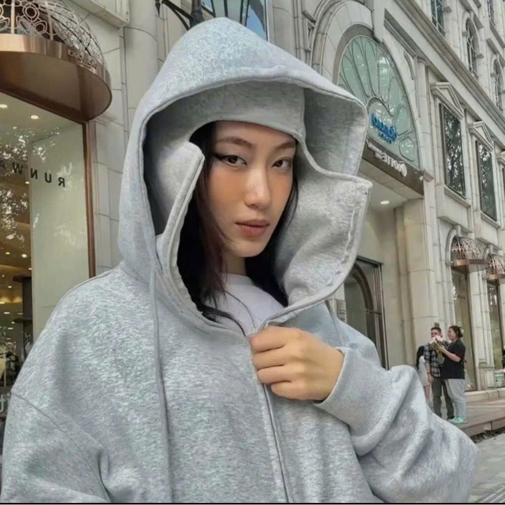 Áo Khoác Hoodie Zip Ninja Trơn Cổ Cao 2 Nón có túi Trong Tay Xỏ Ngón Phong Cách Ninja Che Mặt Mũ Rộng Siêu Ngầu
